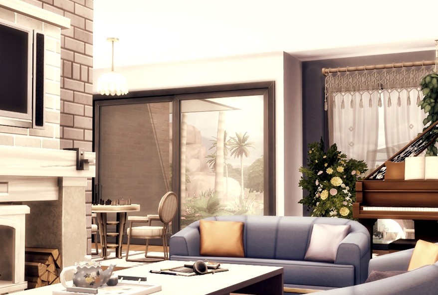 10 Beautiful Sims 4 Starter Homes (No CC) 34 Sims 4 Climatic Starter Home Interior Living Room No CC 1