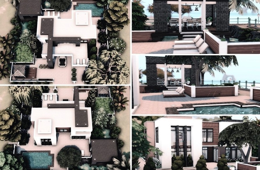 10 Beautiful Sims 4 Starter Homes (No CC) 25 Sims 4 Cozy Modern Starter Home No CC Backyard Exterior 1