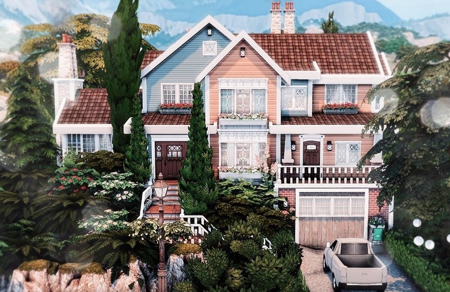 10 Beautiful Sims 4 Starter Homes (No CC) 38 Sims 4 Generational Starter Home Exterior No CC 1