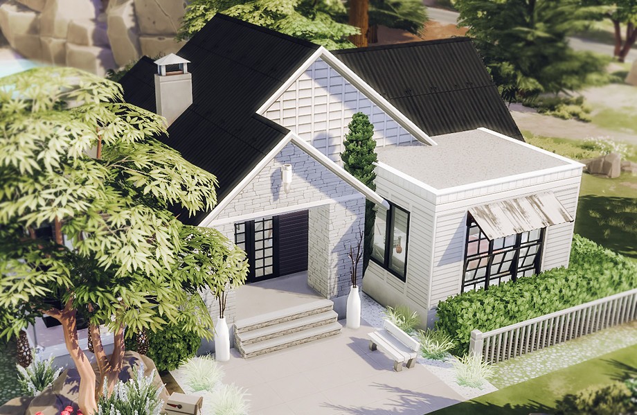 Sims 4 Modern Starter Home Exterior 1