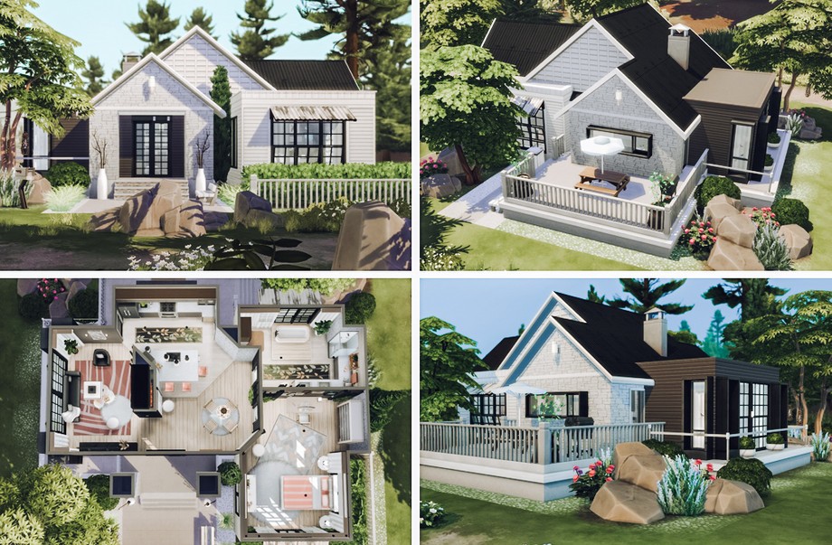 10 Beautiful Sims 4 Starter Homes (No CC) 13 Sims 4 Modern Starter Home Interior Exterior Layout 1