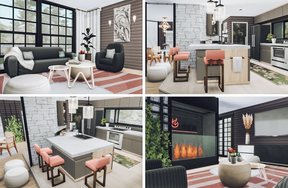 10 Beautiful Sims 4 Starter Homes (No CC) 12 Sims 4 Modern Starter Home Interior Layout 1