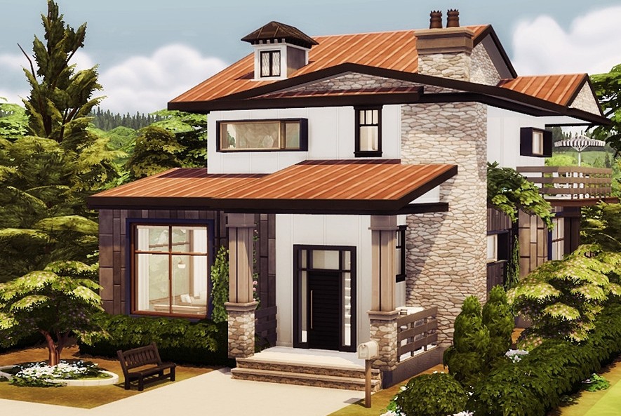 10 Beautiful Sims 4 Starter Homes (No CC) 26 Sims 4 Suburban Villa Starter Home Exterior No CC 1