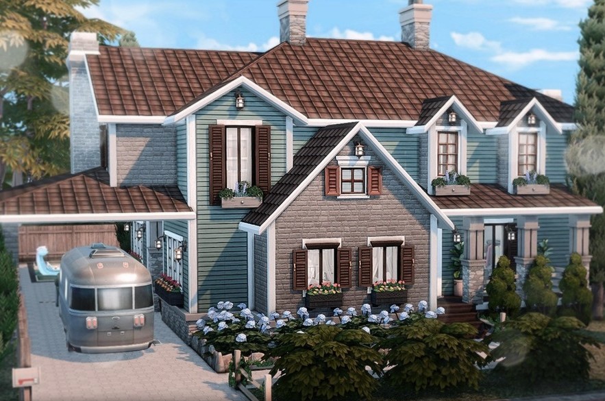10 Beautiful Sims 4 Starter Homes (No CC) 35 Sims 4 Traditional Family Home Exterior No CC 1
