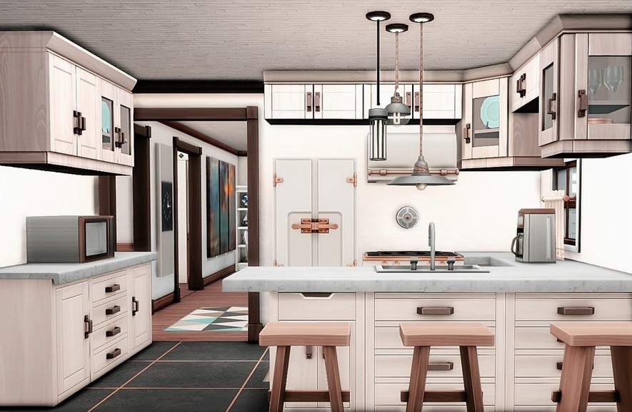 10 Beautiful Sims 4 Starter Homes (No CC) 36 Sims 4 Traditional Family Home Interior Kitchen No CC 1