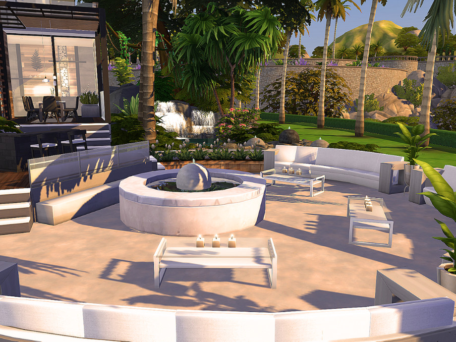 10 Stunning Sims 4 Luxury Homes (No CC) 7 Sims 4 Ultimate Luxury Villa No CC Exterior Fire Pit