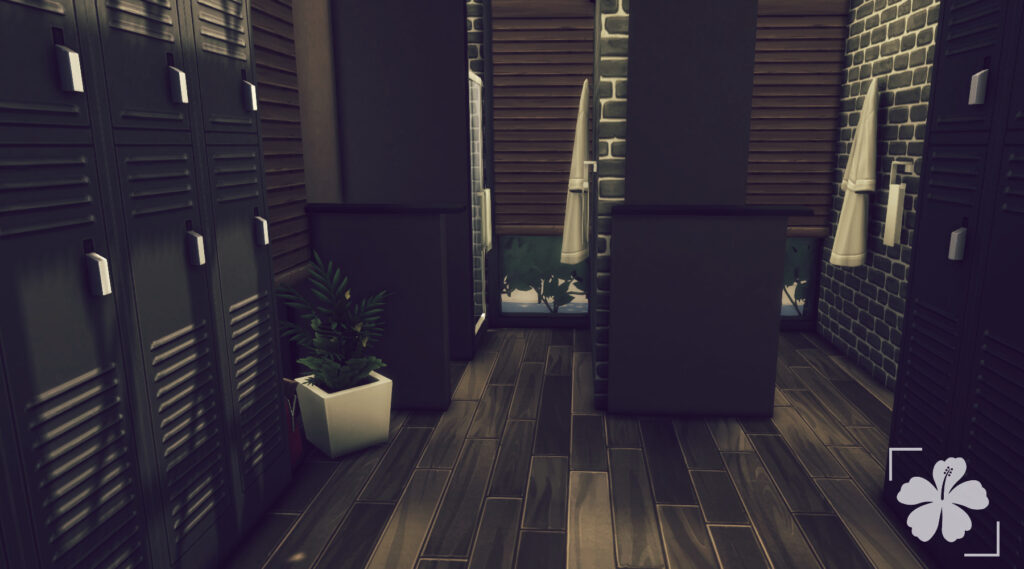 Sims 4 fitness center no CC with modern architecture