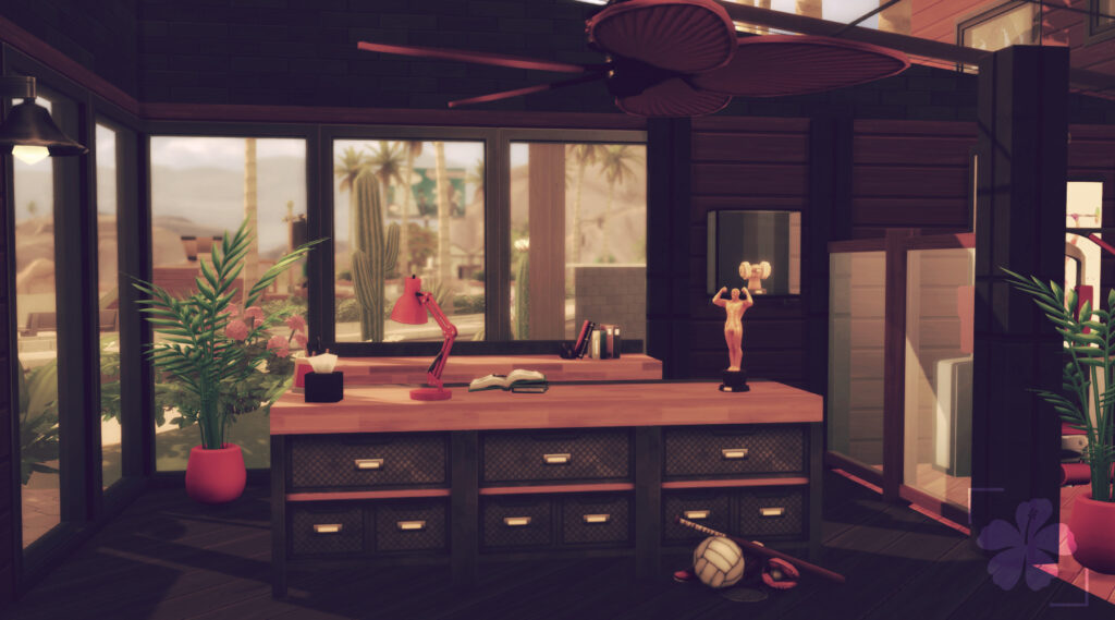 Sims 4 gym no CC modern fitness center build