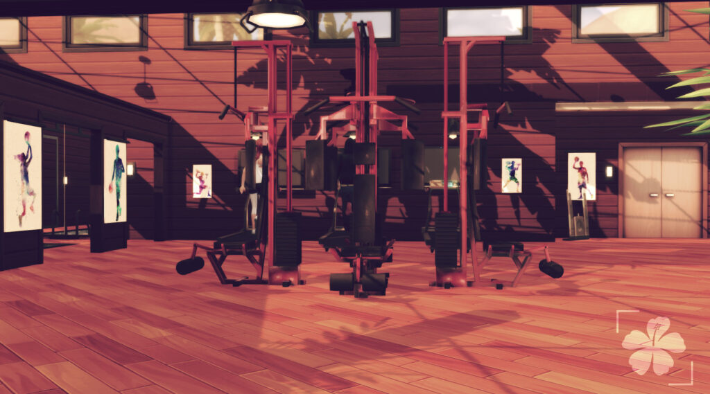 Sims 4 luxury gym build no CC with modern interior design