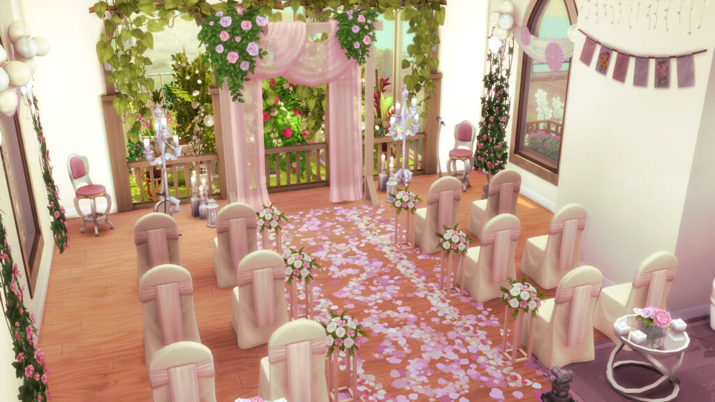 Sims 4 Wedding Venues That Feel Like a Dream (No CC) 28 Sims 4 wedding lot no CC with decorated altar