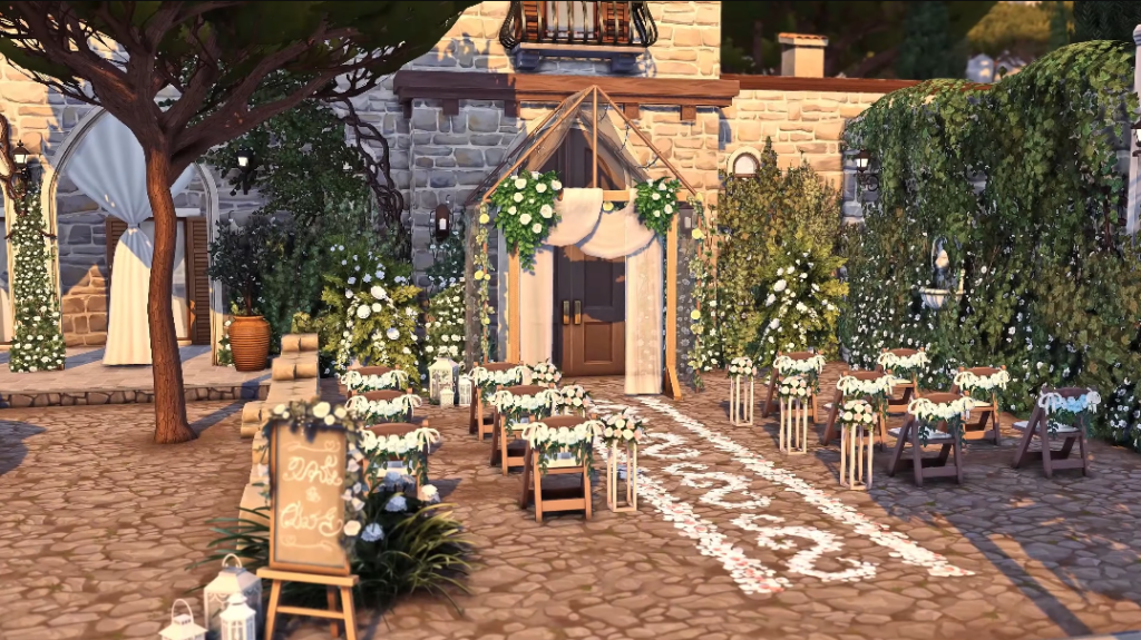 Sims 4 Wedding Venues That Feel Like a Dream (No CC) 42 Sims 4 wedding venue no CC with aisle and seating