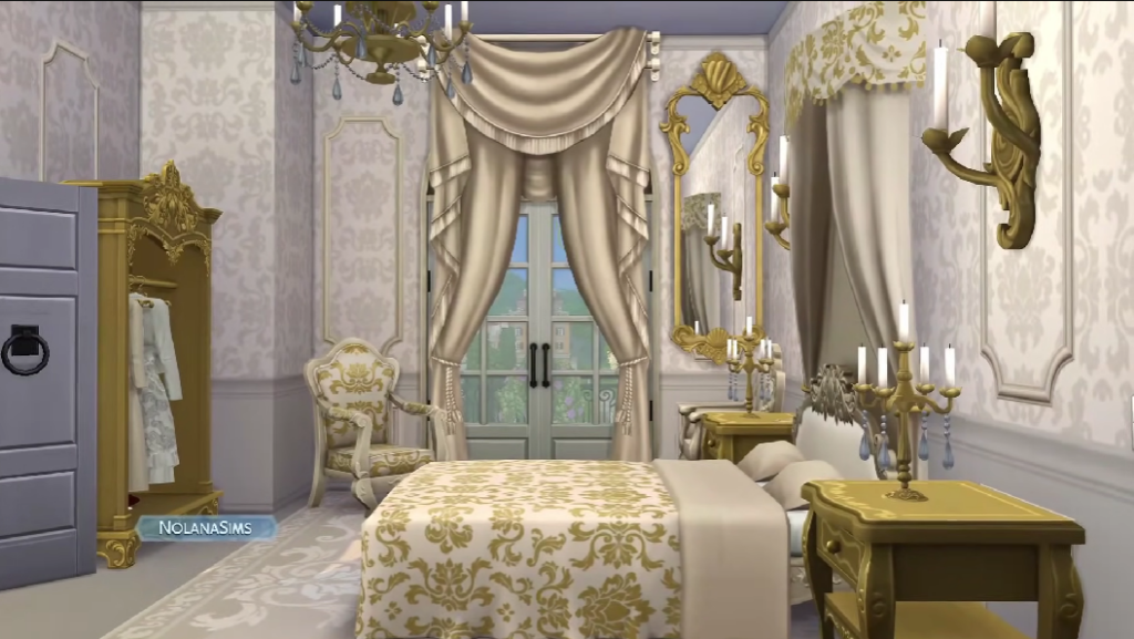 Sims 4 castle no CC with luxurious rooms