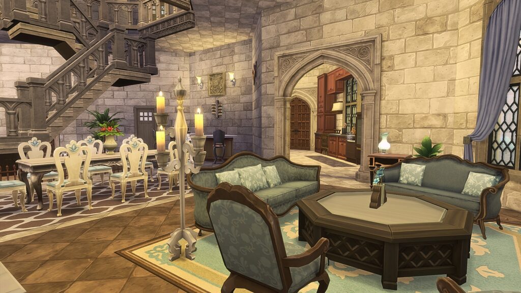 Beautiful Sims 4 castle no CC with large towers