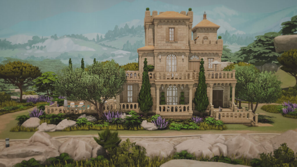 sims 4 castle with medieval castle aesthetic no cc