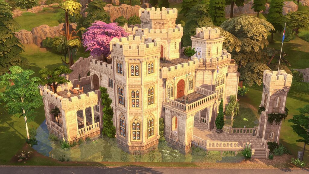 Sims 4 castles no CC with grand royal architecture