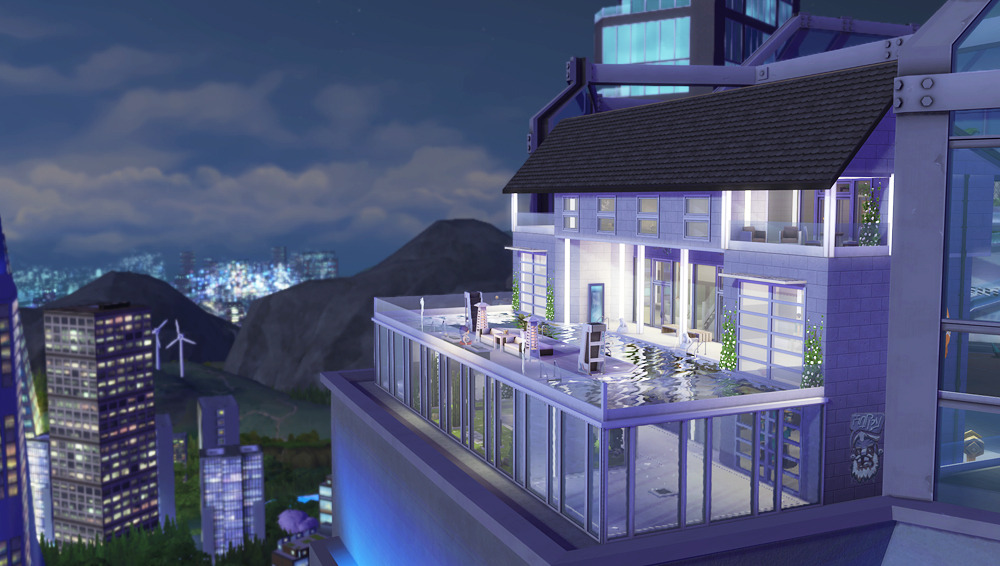 sims 4 city gym rooftop no cc