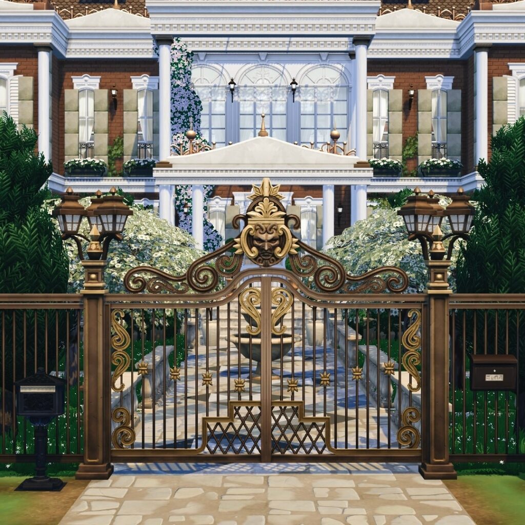 Sims 4 castle build no CC with large estate grounds