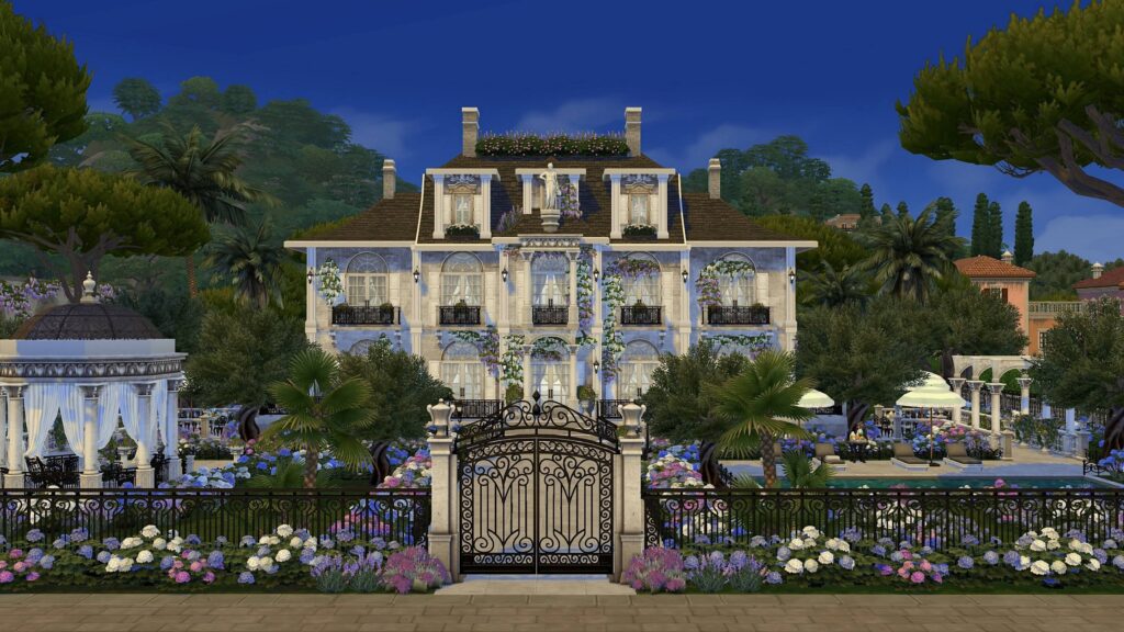 Sims 4 castle build no CC with grand entrance