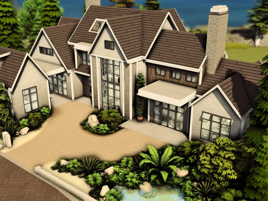 sims 4 modern country mansion no cc