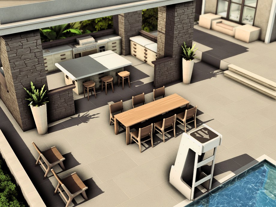 sims 4 modern luxury mansion outdoor no cc