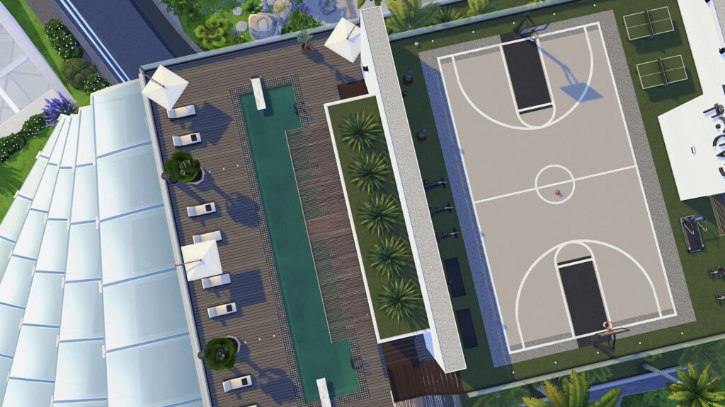 sims 4 rooftop gym no cc