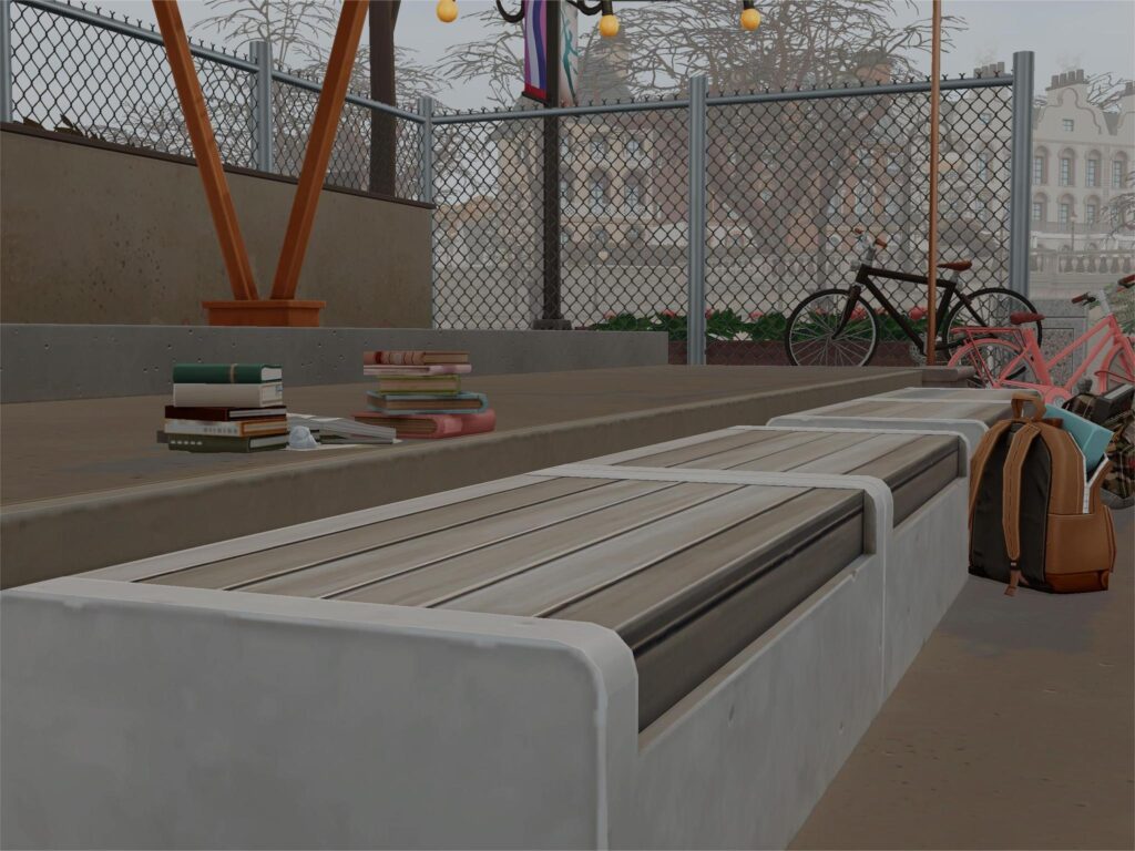 10 Sims 4 Parks & Outdoor Builds Your Sim Will Actually Visit (No CC) 13 sims 4 park bench at basketball court no cc