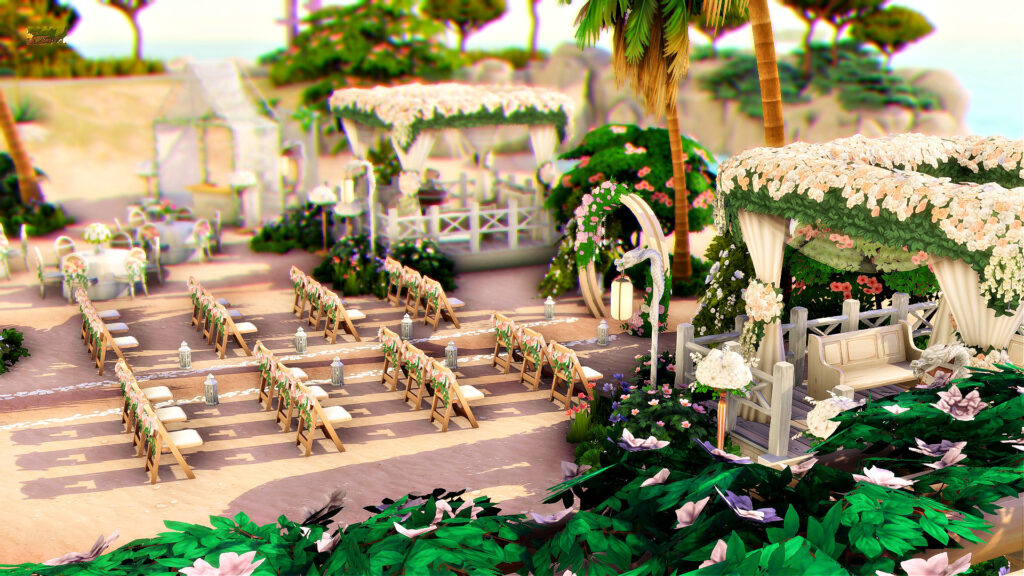 Sims 4 Wedding Venues That Feel Like a Dream (No CC) 22 Beautiful Sims 4 wedding venue no CC with floral arch