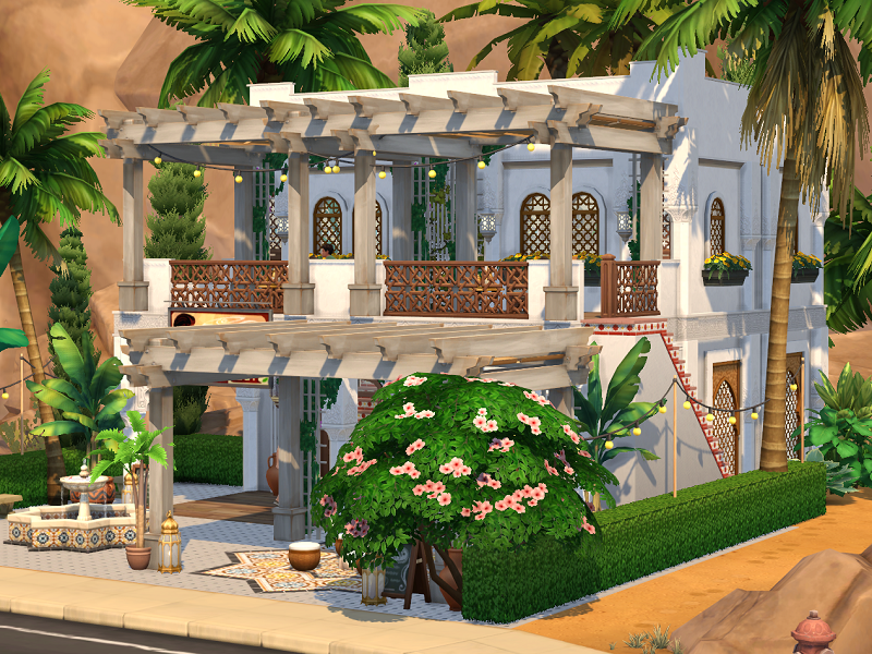 10 Sims 4 Cafes Perfect for Dates & Everyday Gameplay (No CC) 24 Tropical cafe with outdoor seating.