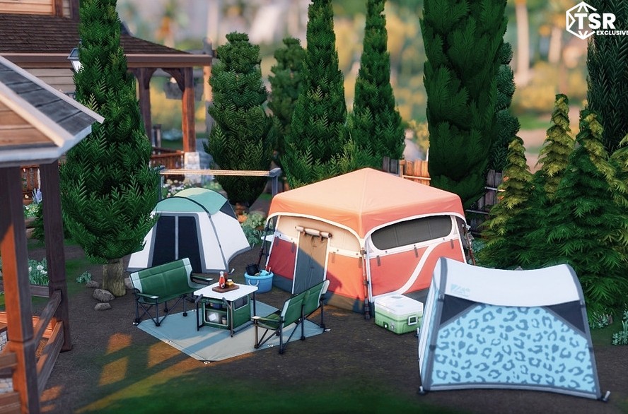 sims 4 camping tents at lake house no cc