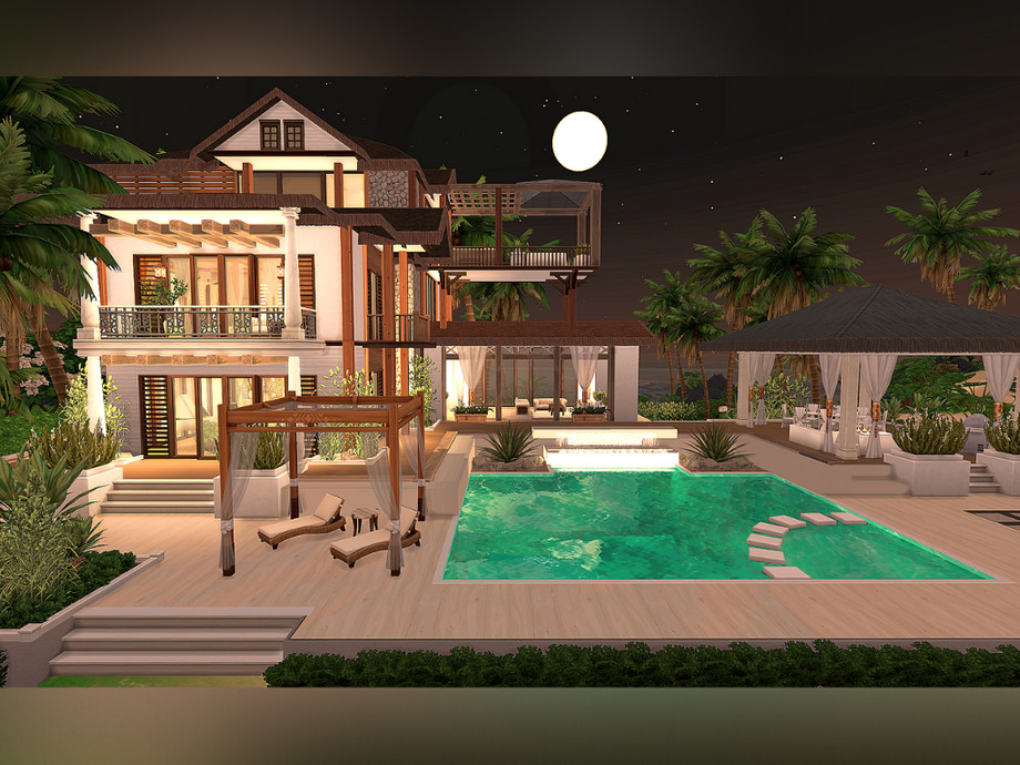 sims 4 caribbean modern villa no cc