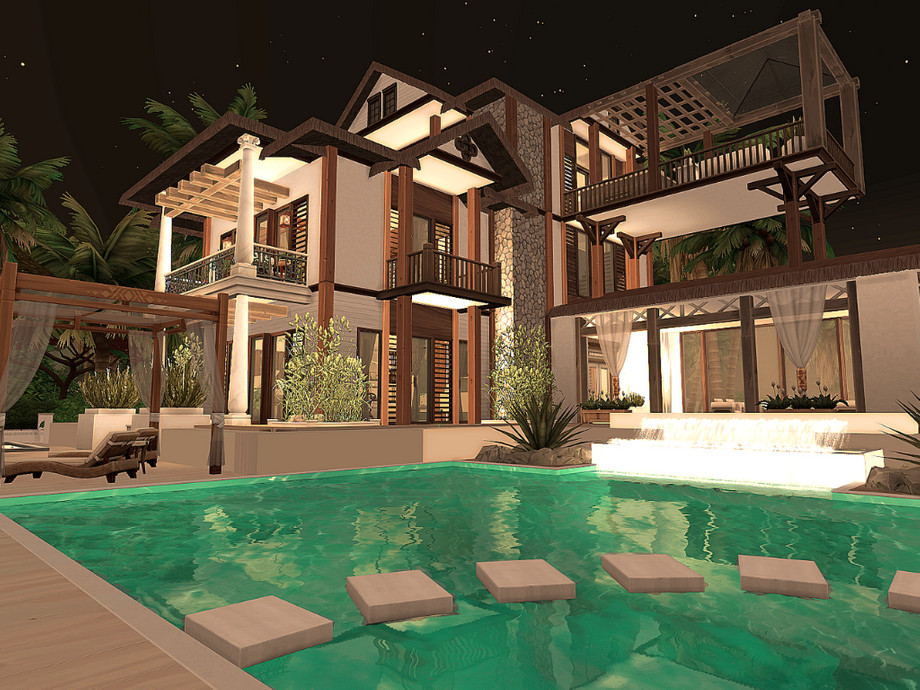 sims 4 caribbean villa no cc