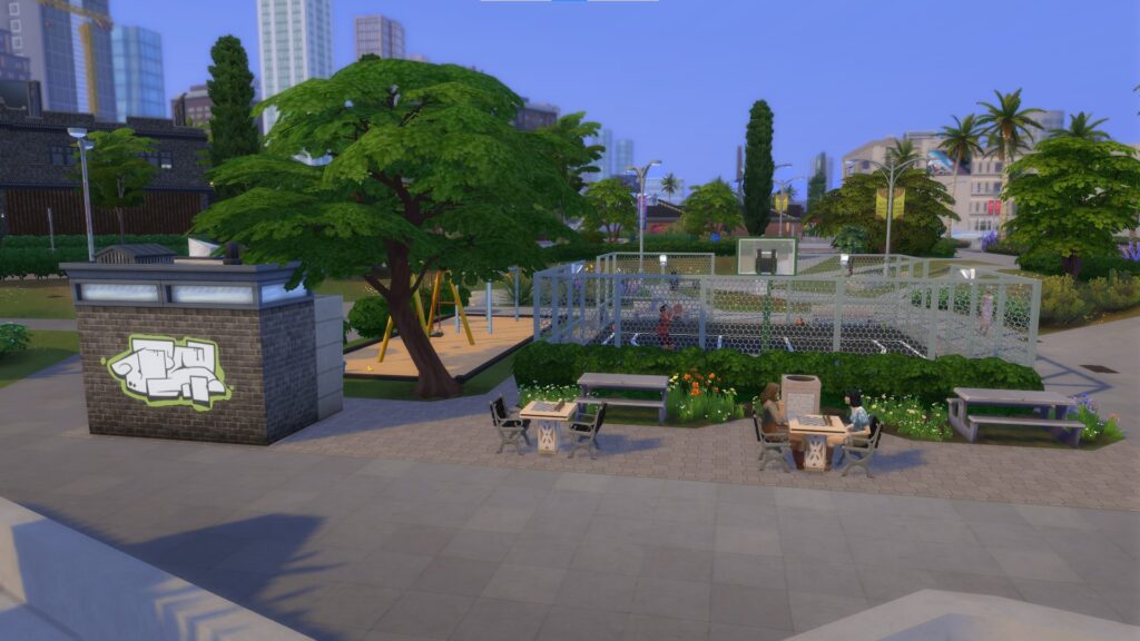 10 Sims 4 Parks & Outdoor Builds Your Sim Will Actually Visit (No CC) 36 sims 4 community lot with basketball court and chess tables no cc