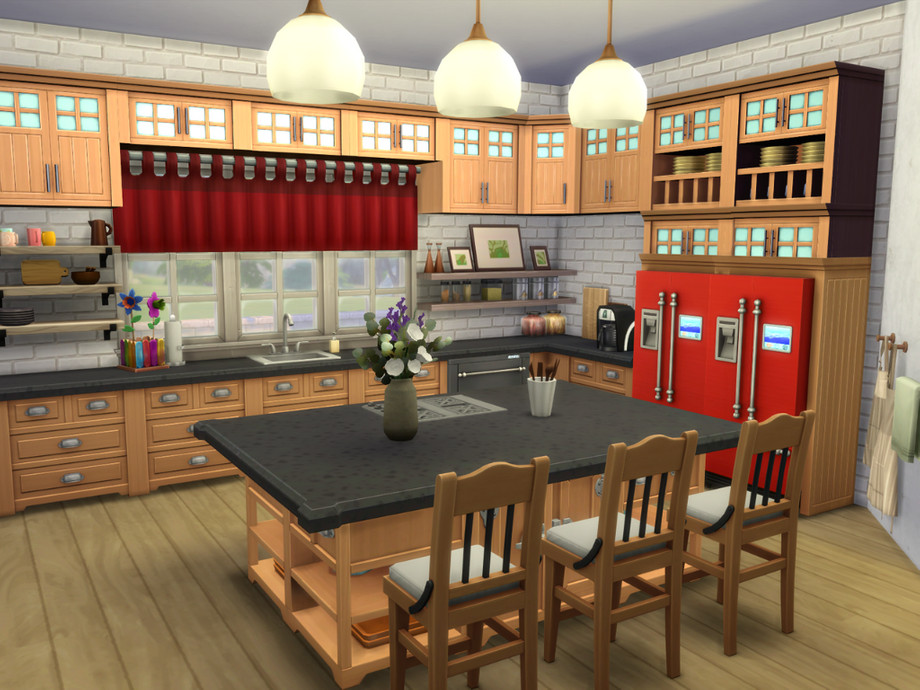 sims 4 cozy family home kitchen no cc
