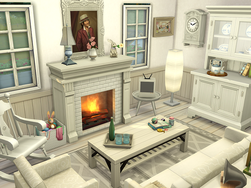 sims 4 cozy grandmas cottage living room no cc
