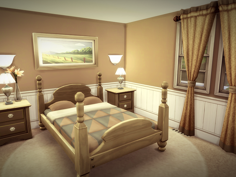 sims 4 cozy two story family home master bedroom no cc