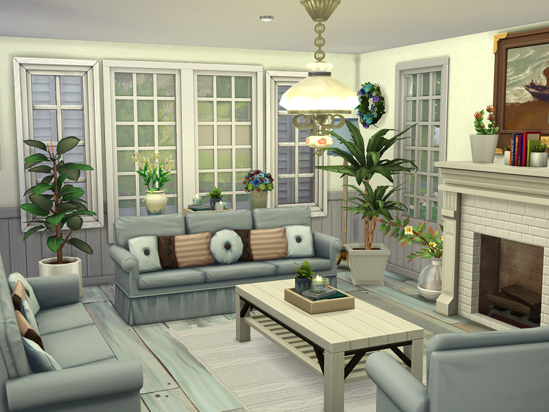 sims 4 cozy weekend house living room no cc