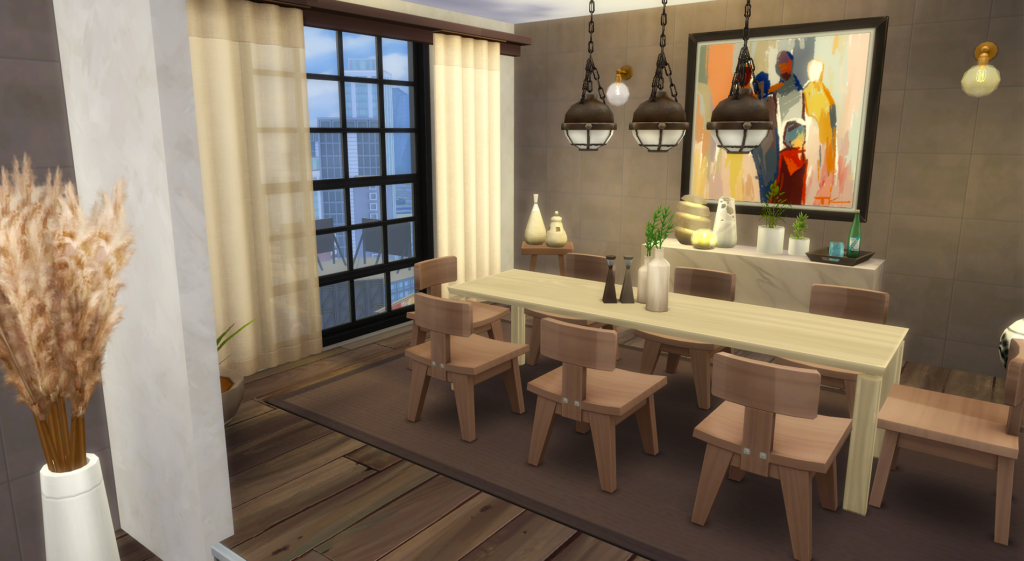 Sims 4 Penthouse Apartments That Feel Like Luxury Living (No CC) 11 Sims 4 penthouse apartments no CC with large windows and views