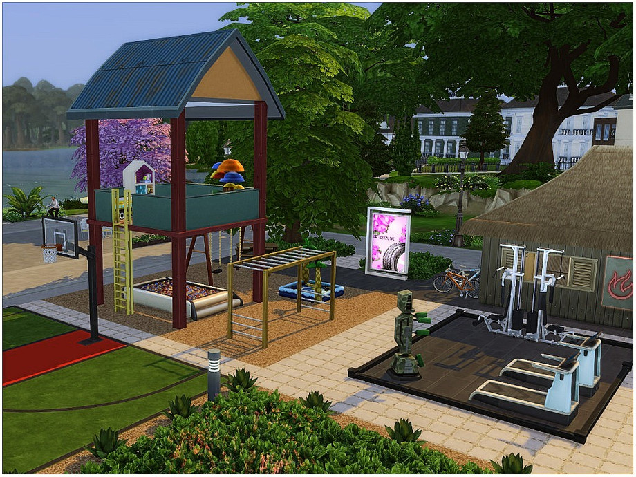 10 Sims 4 Parks & Outdoor Builds Your Sim Will Actually Visit (No CC) 18 sims 4 family park with basketball court no cc