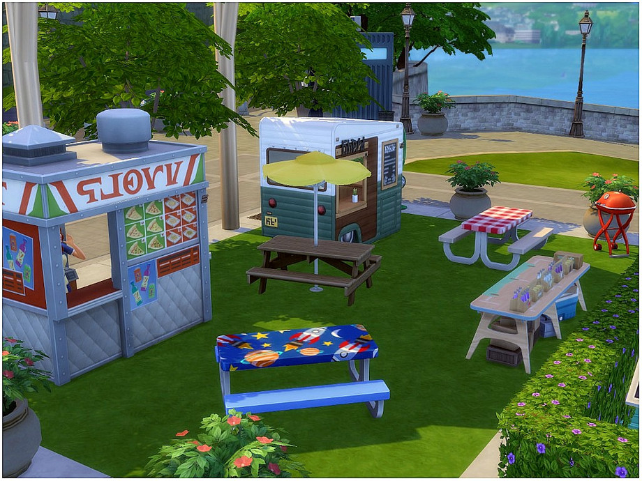 10 Sims 4 Parks & Outdoor Builds Your Sim Will Actually Visit (No CC) 10 sims 4 food stalls at park no cc