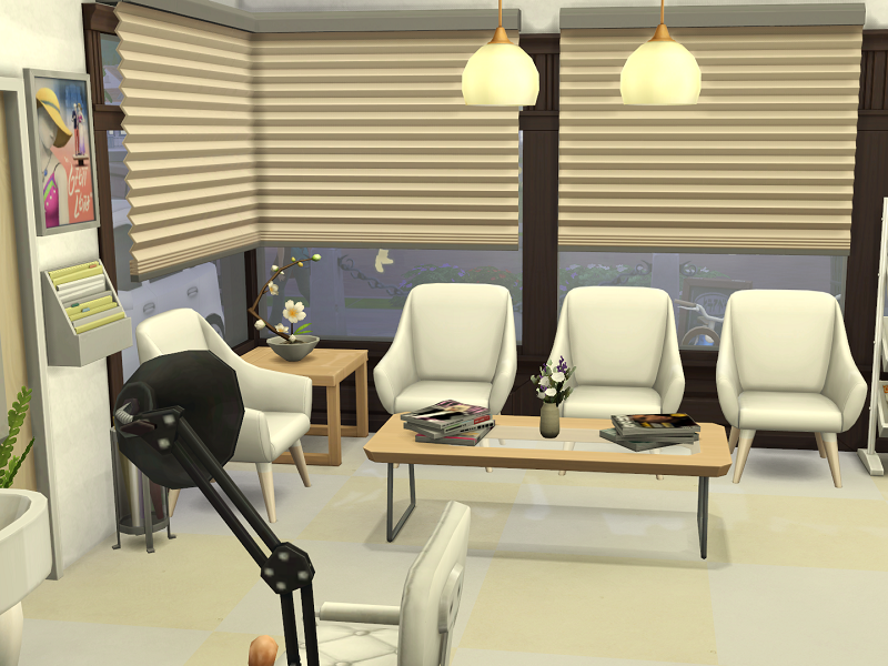sims 4 hair salon waiting room no cc