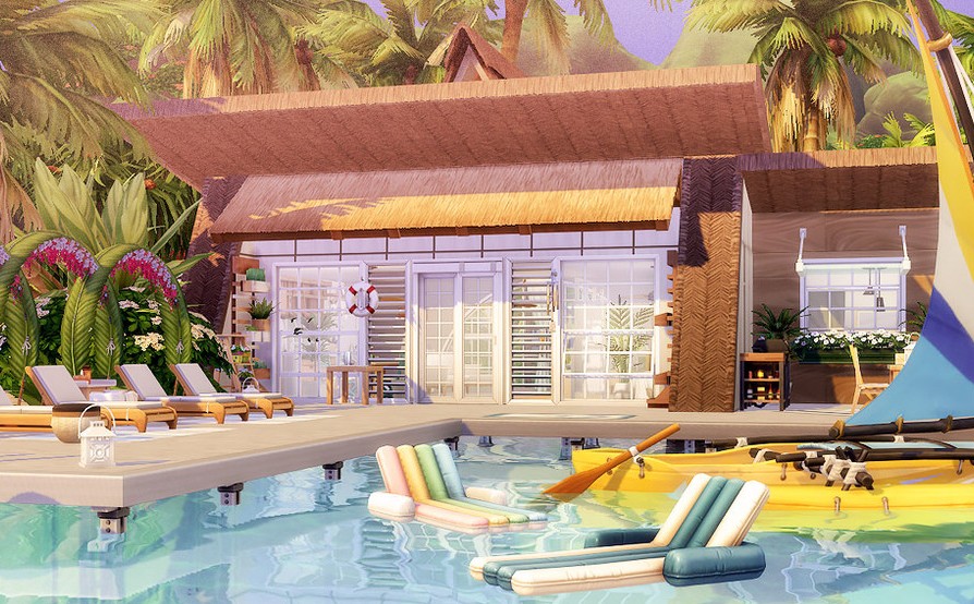 10 Beautiful Sims 4 Vacation Homes (No CC) 19 sims 4 hawaian vacation cabin no cc