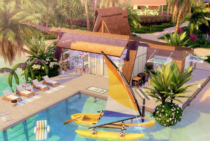 10 Beautiful Sims 4 Vacation Homes (No CC) 17 sims 4 hawaian vacation home no cc