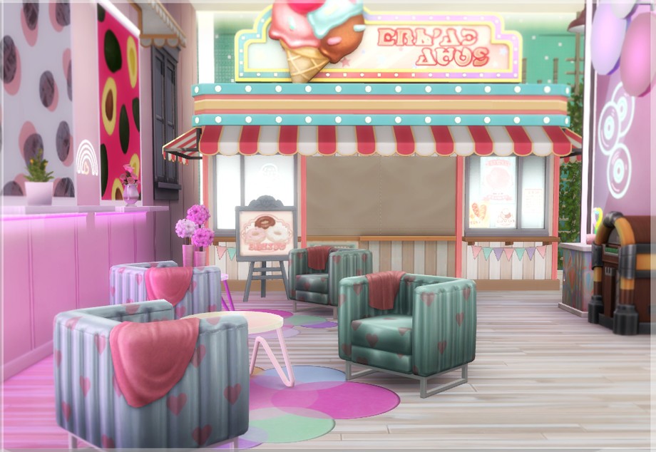 sims 4 ice cream parlor community lot no cc