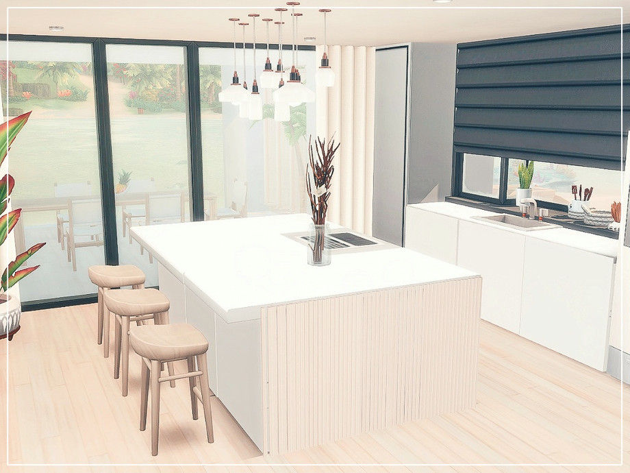 10 Beautiful Sims 4 Vacation Homes (No CC) 28 sims 4 island villa kitchen interior beach villa