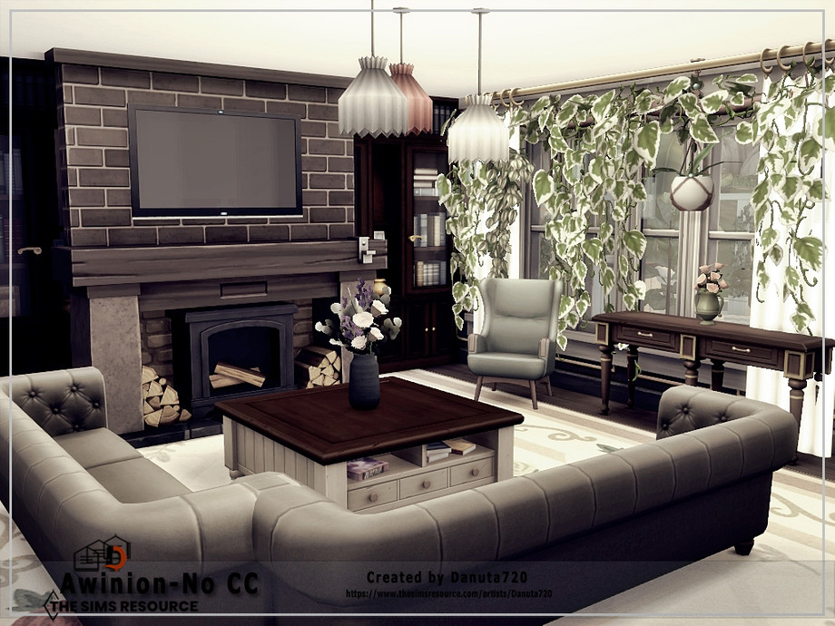 sims 4 mediterranean style home living room no cc