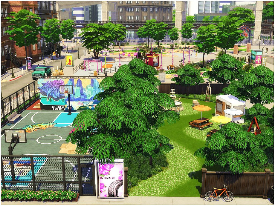 sims 4 midtown park community lot no cc