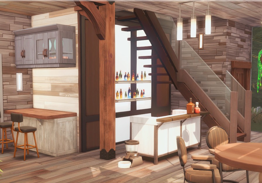 sims 4 modern cabin by the lake no cc