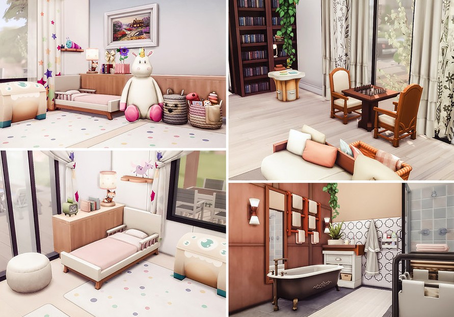 10 Sims 4 Family Homes (No CC) Perfect for a Legacy Save 10 sims 4 modern family house kids bedroom no cc