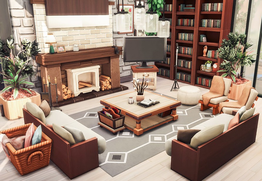 10 Sims 4 Family Homes (No CC) Perfect for a Legacy Save 9 sims 4 modern family house living room no cc
