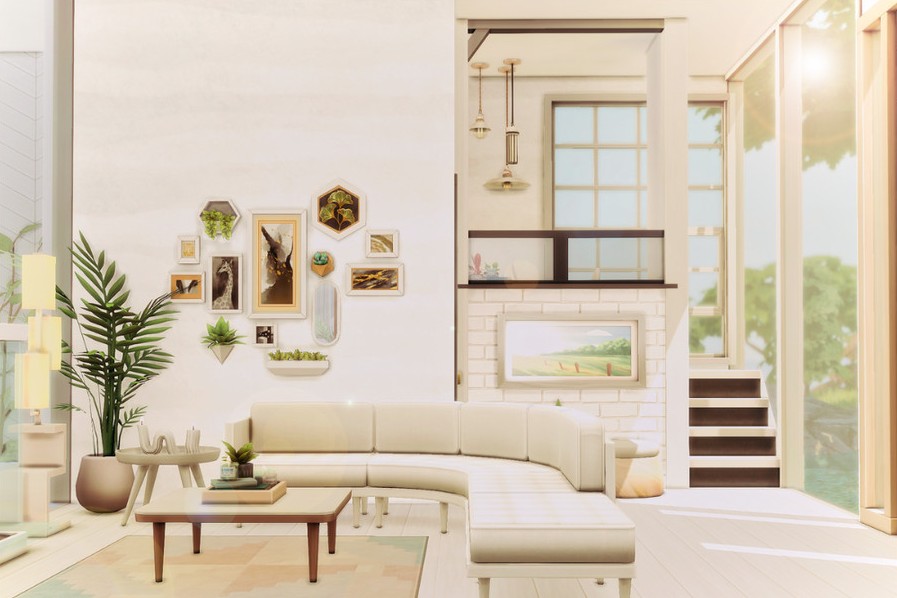 sims 4 modern lake house living room no cc